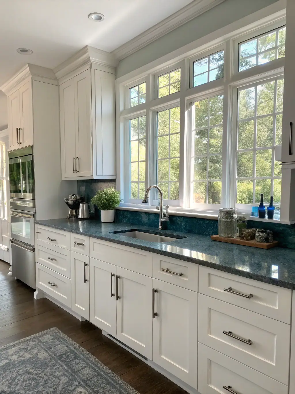 A modern kitchen renovation with new cabinets and countertops, showcasing a stylish and functional design.