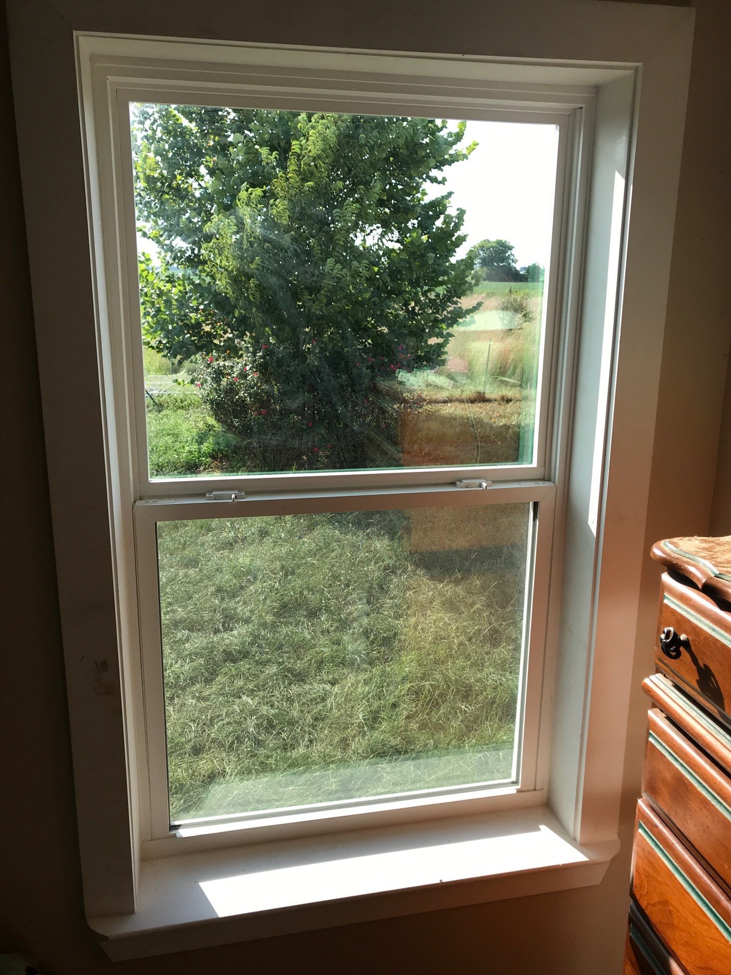 White interior window casing and sill