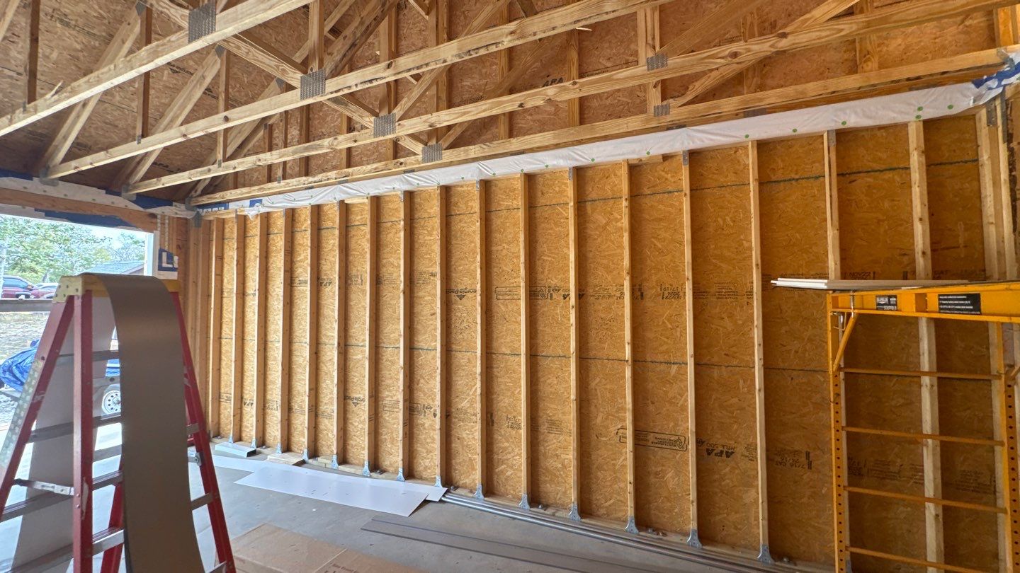 Garage wall studs and roof framing