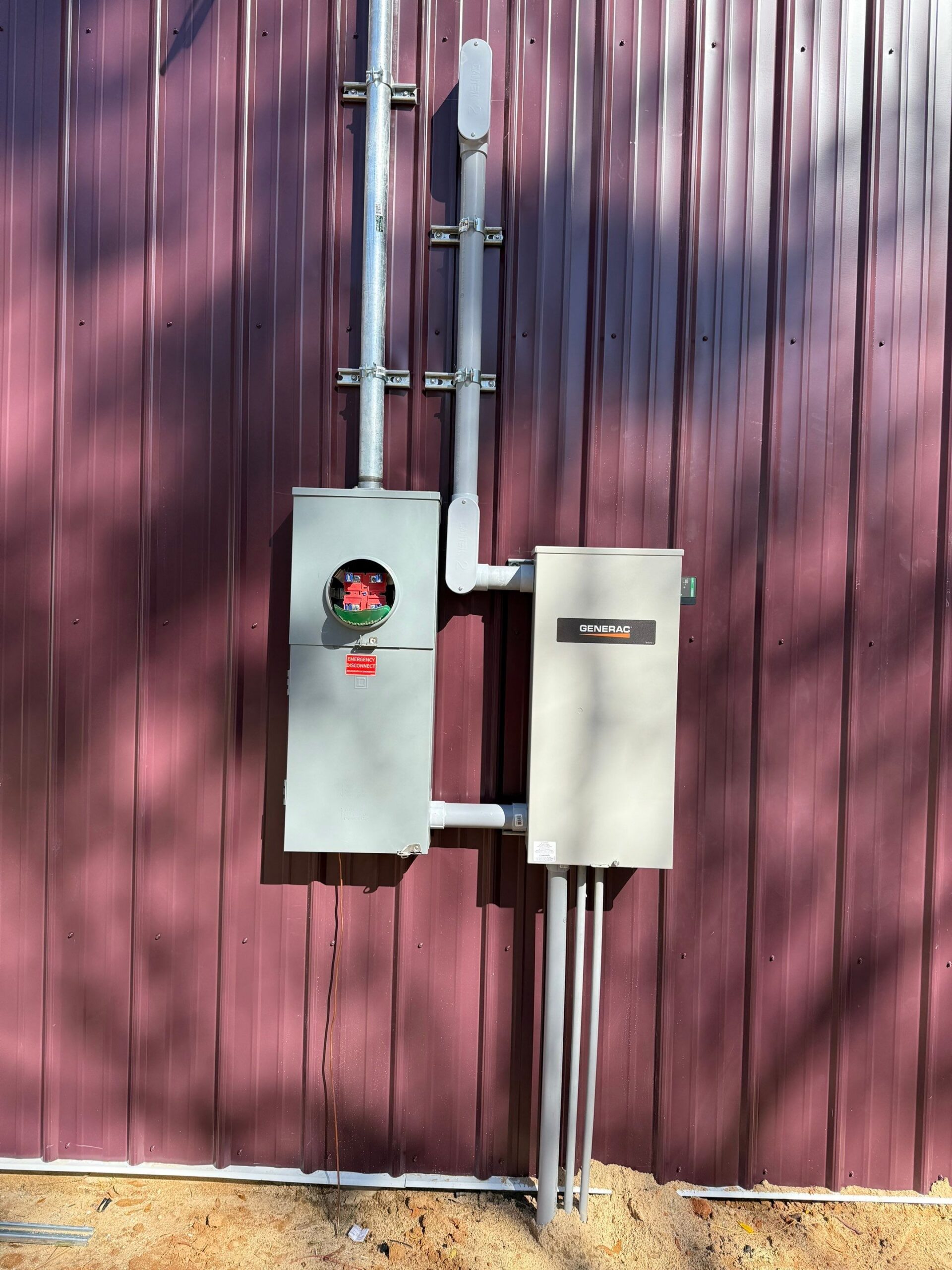 Generator transfer equipment during installation