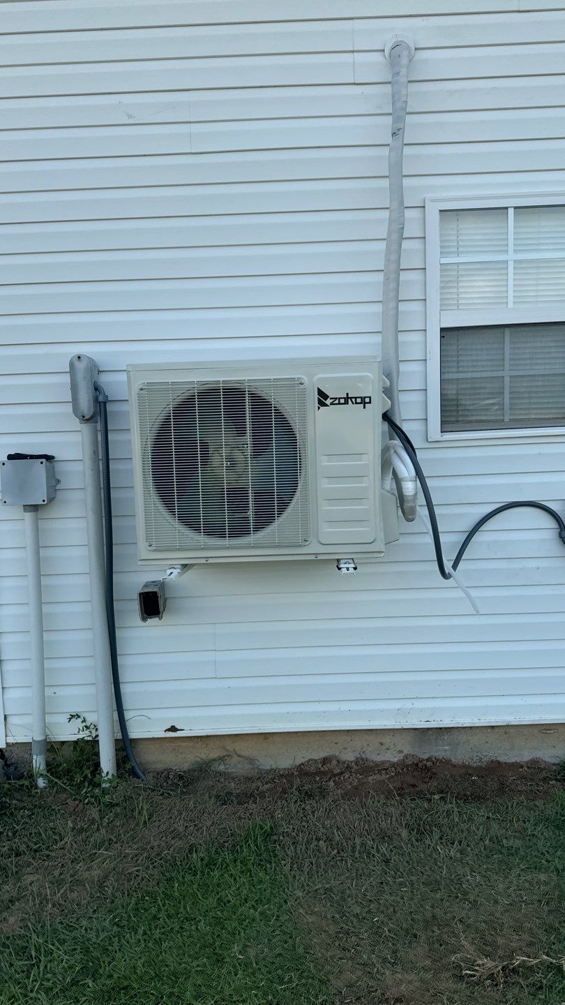 Mini-split outdoor unit during installation