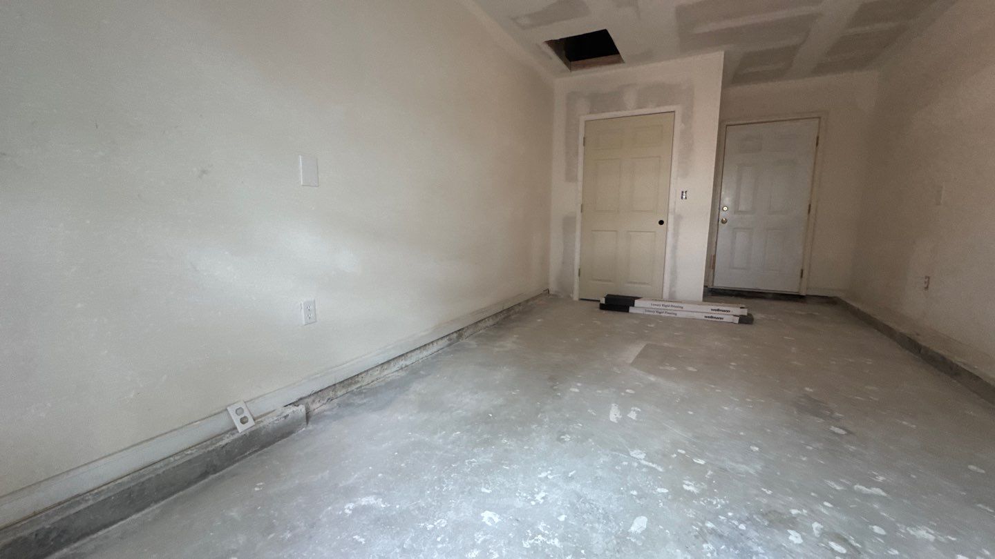 Garage-to-bedroom conversion during interior finishing